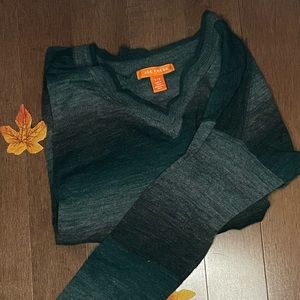 Green Ombré V-neck Sweater